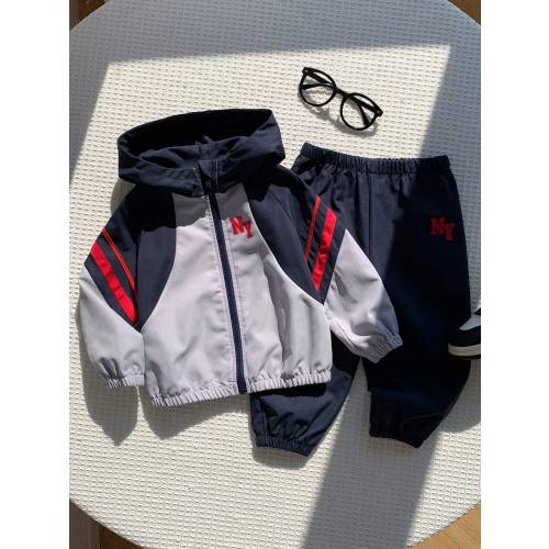 SHEIN 2pcs/Set Baby Boy Autumn/Winter Sports Cute Street Style Casual Colorblock Hooded Sweatshirt & Pants Outfit