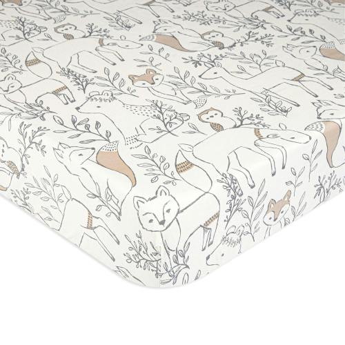 Ezra Woodland Animal Cotton Fitted Crib Sheet