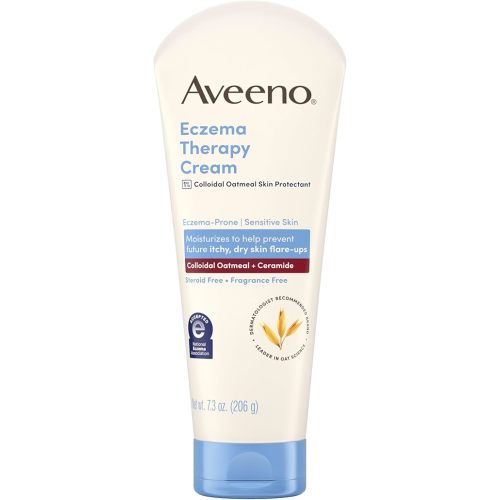Aveeno Eczema Therapy Daily Moisturizing Body Cream for Itchy, Dry, Sensitive Skin, Soothing Eczema Relief Cream, Colloidal Oatmeal Skin Protectant, Dye-, Steroid- & Fragrance-Free, 7.3 oz