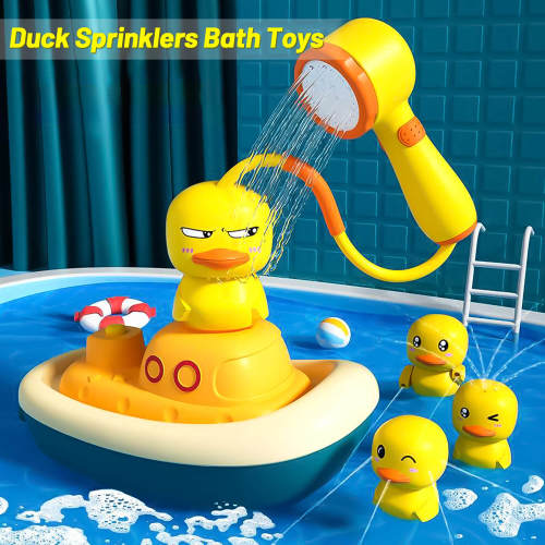Pomaikai Baby Bath Toys Boats for Kids Toys for Toddlers 1 Years and up 4 Ducks and 1 Small Boat