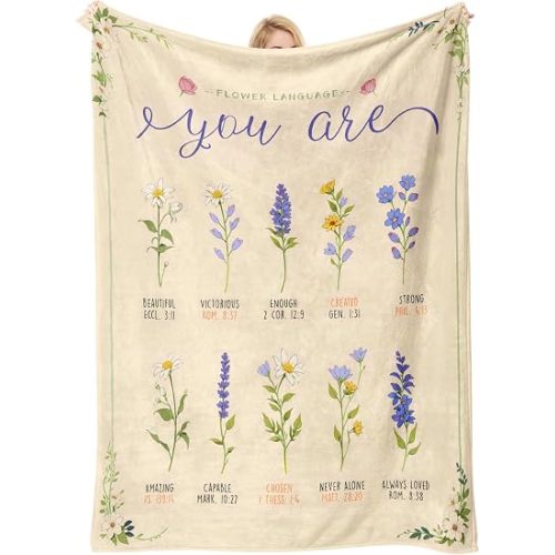 Christian/Inspirational/Religious/Spiritual/Birthday Gifts for Women/Adults, First Holy Communion Gifts for Girls, Soft Throw Blankets for Women 40"x 60"