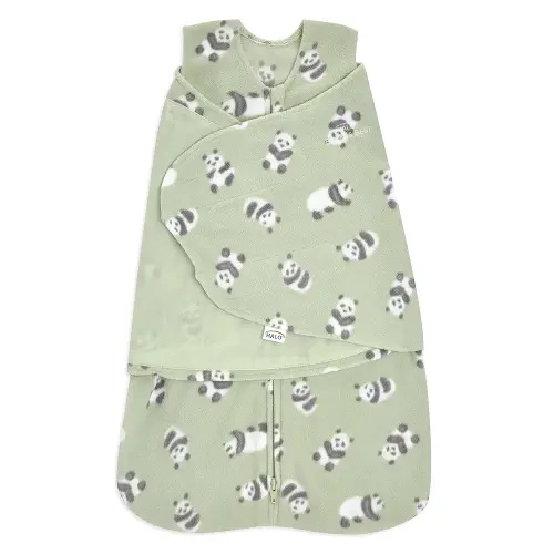 HALO Micro-Fleece Sleepsack Swaddle, 3-Way Adjustable Swaddle Blanket for Newborn and Infants, TOG 3.0 for Cold Climates, Hip Healthy, Cozy Pandas, Small, 3-6 Months