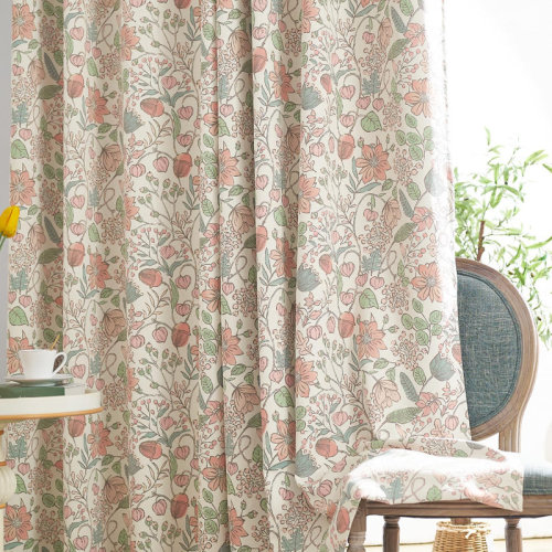 JINCHAN Polyester Blackout Kids Curtains Blue Floral Curtains for Girl Room Grommet Top Curtain Pair & Reviews | Wayfair