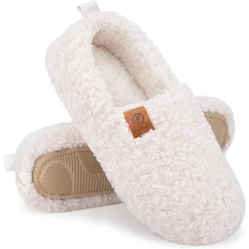 EverFoams Women’s Soft Curly Slippers Memory Foam Lightweight House Shoes