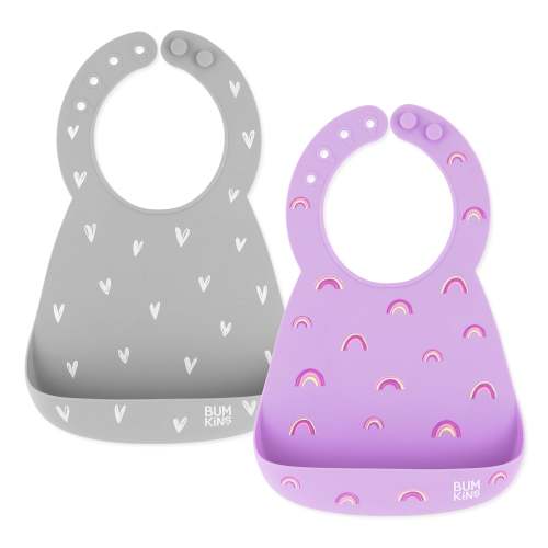 Silicone Bib 2 Pack: Hearts and Rainbows – Bumkins