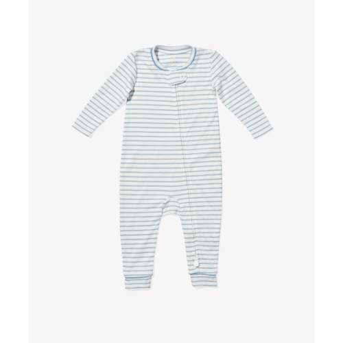 Ziggy Zip Romper, Dusty Blue Mini Stripe