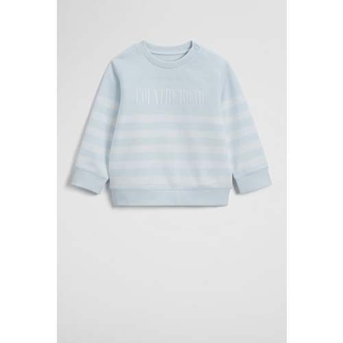 6-12M Pale Blue Stripe Australian Cotton Relaxed Heritage Sweat - Sweats | Country Road