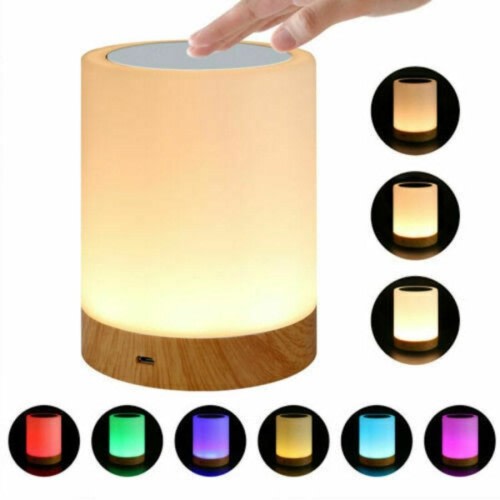7 Color GRB Touch Night Light LED Lamp Mood Dimmable Bedside USB Rechargeable