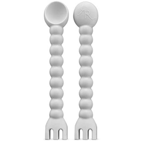 Ryan & Rose Cutie Tensils Baby Spoon and Fork [2 Pack] (Grey)