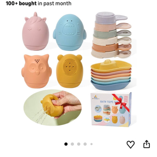 Baby Bath Toys 16 Pack Easy-Clean & Squeezable Silicone Bath Toys for Babies 6-12 Months Mold Free Bath Toys Toddlers 2-4 Bathtub Water Pool Toys