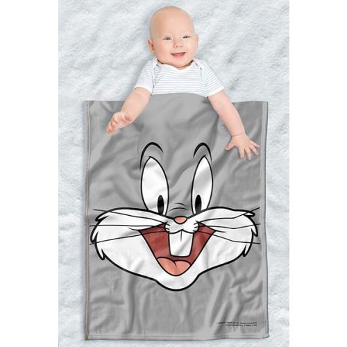 LOGOVISION Looney Tunes Lightweight Baby Blanket, 30"X40", Bugs Bunny Face Unisex for Infants Girls & Boys