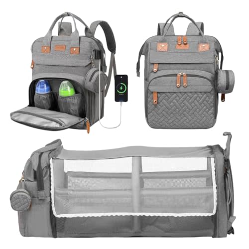 Baby Diaper Bags with Changing Station, Large Capacity Waterproof Backpack Bag for Moms Dads with USB Charging Port,Stroller Straps, Baby Shower Gifts