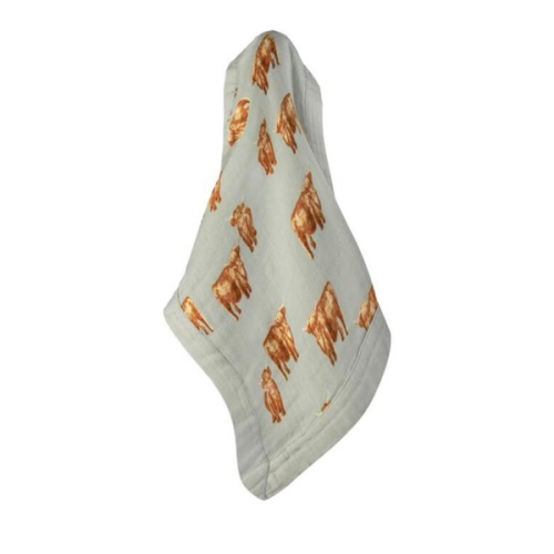 Highland Cow Mini Lovey Two-Layer Muslin Security Blanket - Milkbarn Kids Blankets & Quilts | Maisonette