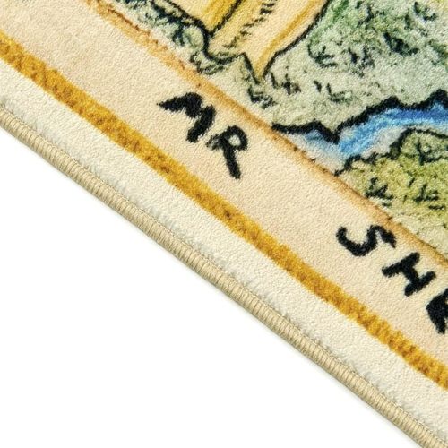 Estmy 3x5 Vintage Woodland Area Rug, Cute Fun Nursery Rugs for Girls Boys Neutral, Thin Pile Faux Wool Soft Stain Resistant Hundred Acre Wood Map Rug, Cartoon Retro Kids Play Rug Infant Playmat