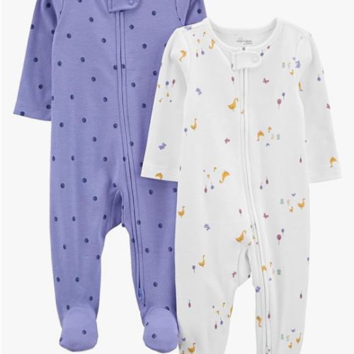 Simple Joys by Carter's Baby Girls' Cotton Footed Sleep and Play, Pack of 2