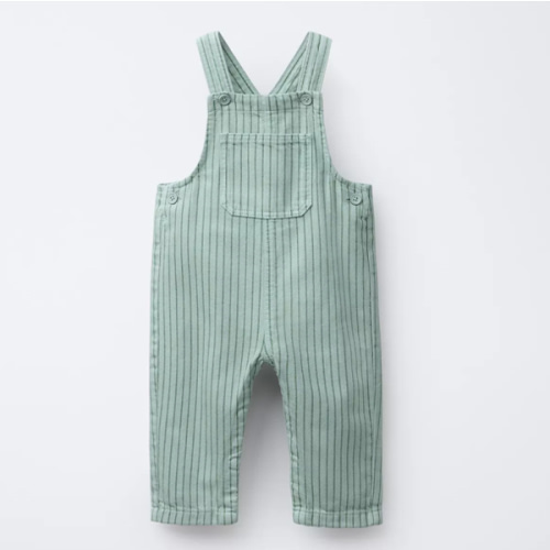 STRIPED TWILL OVERALLS - Sea green | ZARA United States