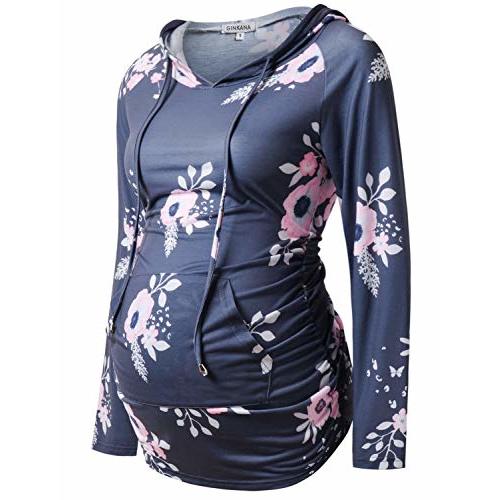 GINKANA Maternity Hoodie Long Sleeves Shirts Casual Maternity Top Pregnancy Sweatshirt Casual Clothes