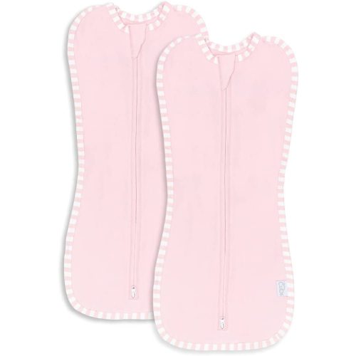 Comfy Cubs Swaddle Blanket Baby Girl Boy Easy Zipper Wrap 2 Pack Newborn Infant Sleep Sack (Small 0-3 Months, Pink)