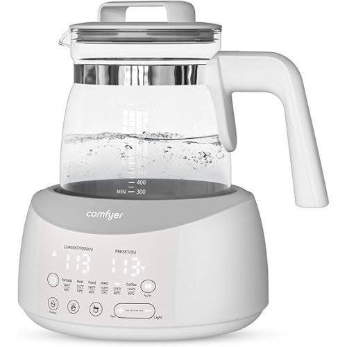 comfyer BK01 Bottle Warmer, Baby Bottle Warmer with Night Light & Faster Cooling Fan, Instantly Water Warmer, Tea Kettle Electric with 6 Temperature Control Presets, Feed Baby More Easier & Healthier