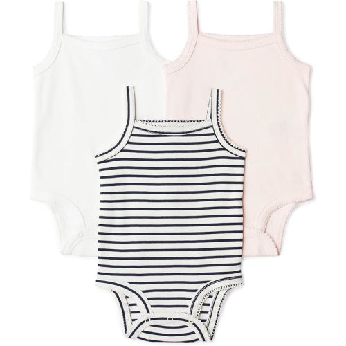 Amazon Essentials Baby Girls' Cotton Sleeveless Bodysuits, Baby Clothes, Pack of 3