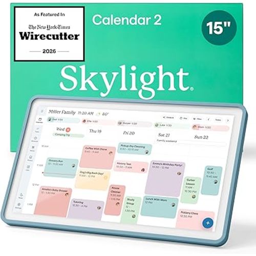 Skylight Calendar 2 - 15-inch Full HD Touchscreen Digital Calendar, Featured on Wirecutter - Wall Planner & Interactive Chore Chart, Smart Family Organizer, 16GB Storage, Wi-Fi, Wall Mount Included - Classic, Lagoon
