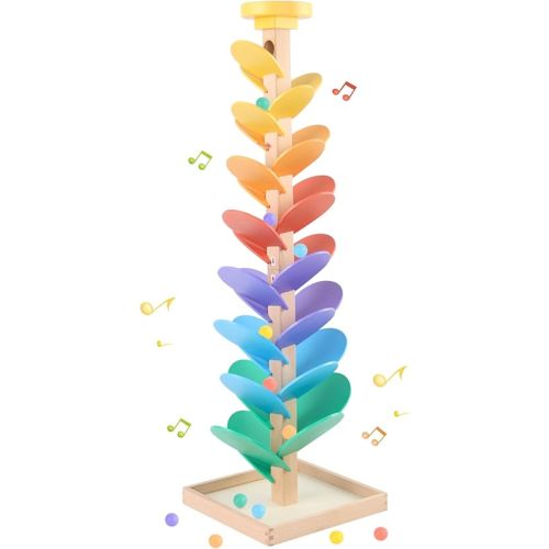 Wooden Marble Run for Kids 4-8 Boys Girls Toys Music Tree Wood Toddlers Marble Ball Run Game Leaves Toys for 3-5 Years Old Learning Montessori Color Sorting Toys Birthday Gift