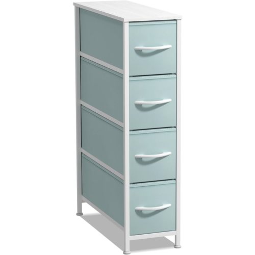 Sorbus Kids Narrow Dresser with 4 Drawers - Vertical Slim Storage Chest of Drawers with Steel Frame, Wood Top & Easy Pull Fabric Bins for Small Spaces, Closets, Bedroom, Bathroom & Laundry