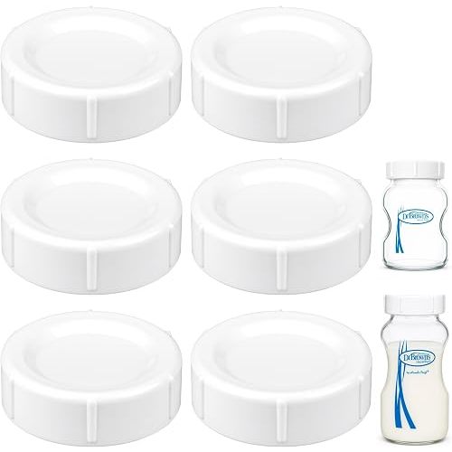 CHUBBIEE Reusable Storage/Travel Caps Compatible with Dr. Brown's Wide-Neck Baby Bottles, Leak-Proof Lids for Formula Shaking, Fridge Storage, Microwave Safe, BPA-Free, 6-Pack