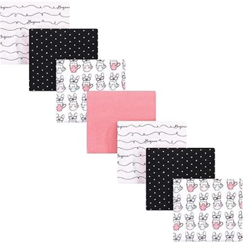 Hudson Baby Unisex Baby Cotton Flannel Receiving Blankets Bundle, Bonjour, One Size