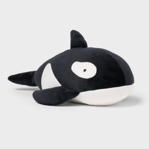 Orca Whale Weighted Plush Kids' Throw Pillow Black - Pillowfort™