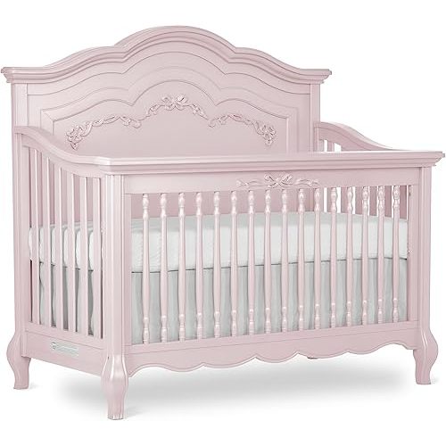 Evolur Aurora 5-in-1 Convertible Crib in Dusty Rose, Greenguard Gold Certified, Features 3 Mattress Height Settings, Sturdy and Spacious Baby Crib, Wooden Furniture