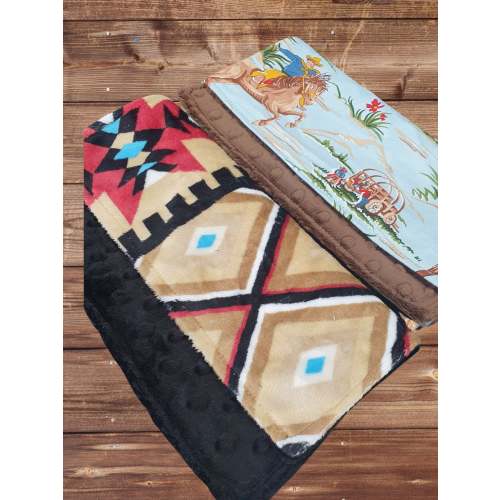 Cowboy and Honey Aztec Minky Western Burp Cloths
