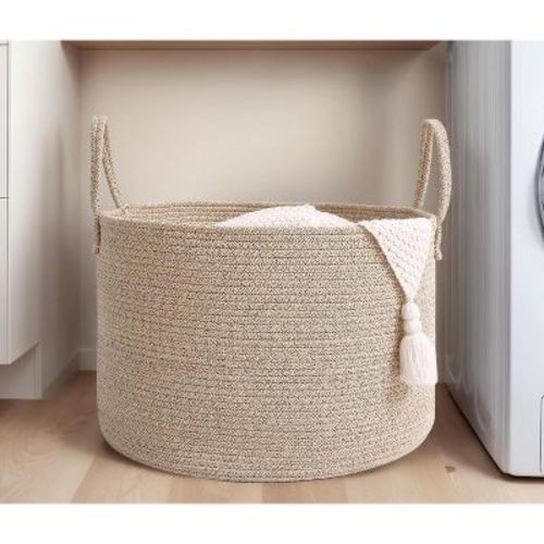 LISM Woven Laundry Basket with Handles,65L Storage Organizer for Toys Book and Clothes