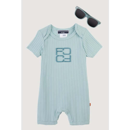 Baby Boys 0-9M Chenille Patch Romper with Sunglasses