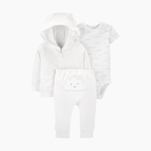 Carter's 3-Piece Terry Hoodie Set - White, Newborn