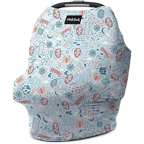Milk Snob Original Marvel 5-in-1 Baby Cover, Breastfeeding, Car Seat, Carrier, Stroller, High Chair, Shopping Cart, Canopy, Baby Shower Gender Neutral Gifts, Nursing Top (Spider-Man Sketch Book)
