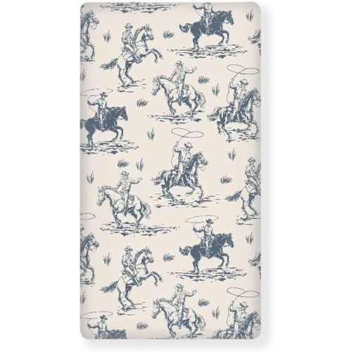Cowboys Horse Western Vintage West Fitted Crib Sheet 28"x52"