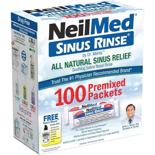 NeilMed Sinus Rinse All Natural Relief Premixed Refill Packets 100 Count (Pack of 1)