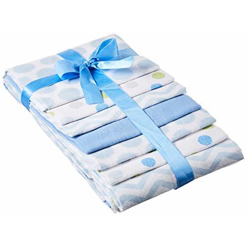 Luvable Friends Unisex Baby Cotton Flannel Receiving Blankets Bundle, Blue, One Size