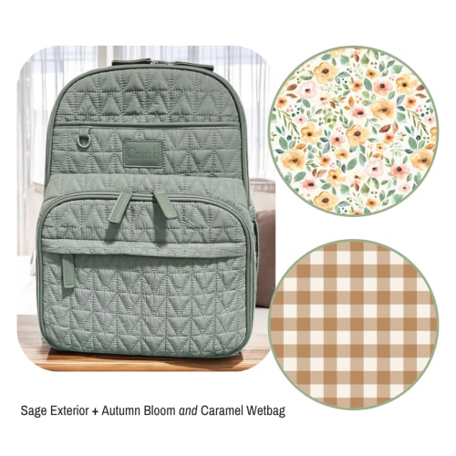 The Pack 2.0 Diaper Bag - Sage + Autumn Bloom & Caramel Plaid