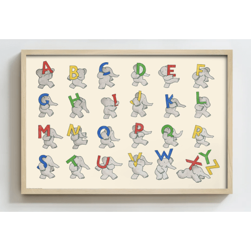 Babar's Elephant Alphabet – 30x20, Natural Wood
