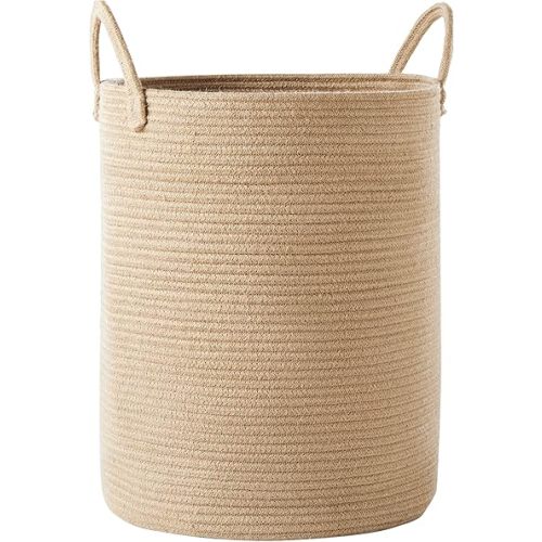 80L Extra Large Jute Woven Hamper Laundry Basket Wicker Rope Clothes Hamper for Baby Nursery Kids Tall Rattan Blanket Basket in Living Room Bedroom 16"D x 22"H