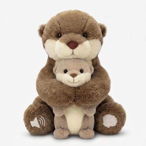 Mother & Baby Breathing Otter Plush with Sounds & Light, 11 in