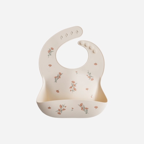 Silicone Baby Bib - Pink Flowers