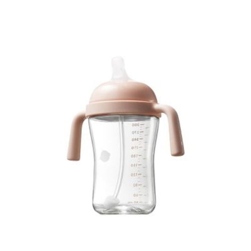 Bc Babycare Baby Toddler Straw Sippy Cup 10 oz BPA-Free PPSU Weighted Straw Drinking Cup 6 Months Up Pink/1 pack