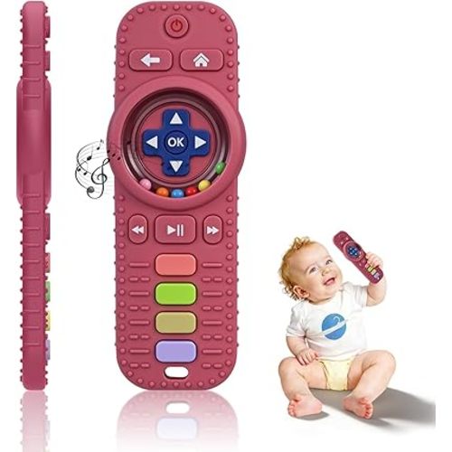 Baby RattlesTeething Toy for Babies 3-6-12 Months, Teething Relief, Silicone Infant Teethers TV Remote Shaped, Toddlers Sensory Toys, Newborn Must