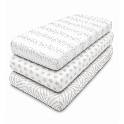 Pack and Play Fitted Sheet, Portable Pack N Plays Mini Crib Sheets, 5 Pack Play Sheets, 100% Organic GOTS certified Jersey Cotton Playard Sheets