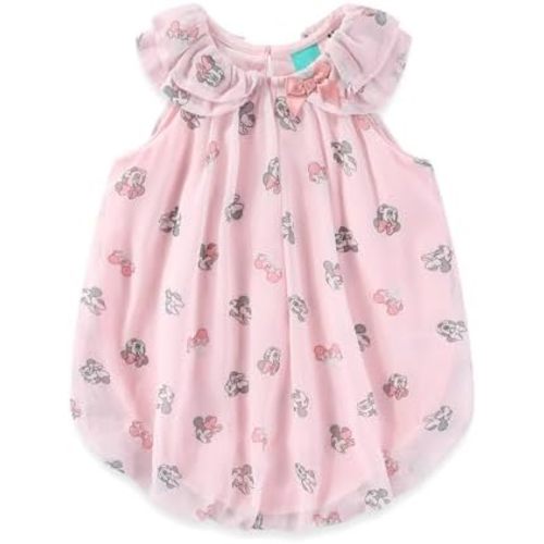 Disney Minnie Mouse Baby Girls All Over Print Chiffon Bubble Romper for Newborn and Infant