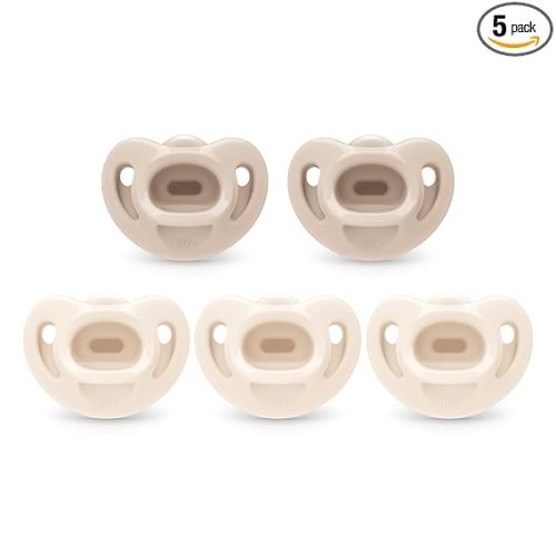 NUK 100% Silicone Comfy Orthodontic Pacifiers, 0-6 Months, Neutral Fashion, Timeless Collection, 5 Count