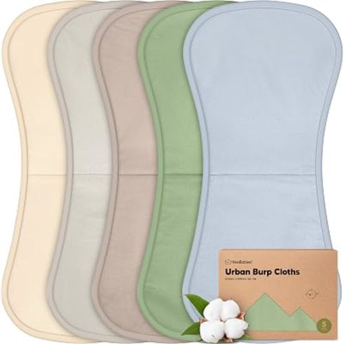 Organic Burp Cloths Baby Boy & Girl, 5-Pack Cotton Burp Rags (Slate)